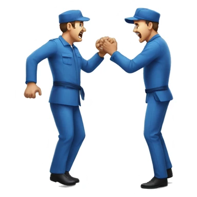 Fried man fighting non fried man in blue uniform sticker