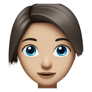 pretty girl with long straight dark brown hair and blue eyes sticker