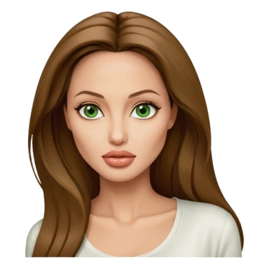 Angelina jolie , fashion model Beautiful woman model adult   large breasts  with monolid narrow green  eyes tan skin, full lips  long hair model white  top   sticker