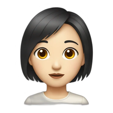 aisian girl with short hair big eyes red rip sticker