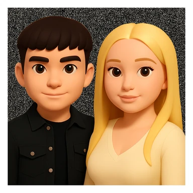 Slightly increase the volume of the upper body of the girl, slightly turn her to face forward, and make the skin color uniform. Maintain the cartoonish 3D style in the edit. sticker