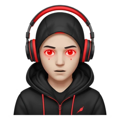 dark drill studio mood, hooded silhouette adjusting headphones, neon red highlights, gritty textures, aggressive energy, minimalist composition sticker