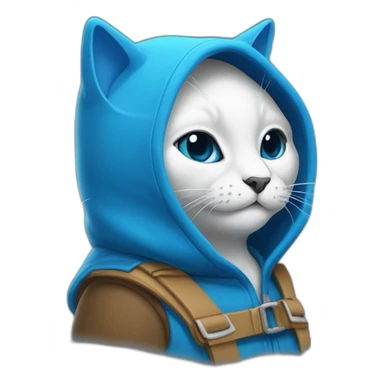 un chat avec une capuche avec reyur bleu est bland sticker