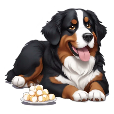 bernese mountain dog eating marshmallows sticker