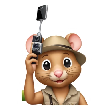 Rat tourist taking selfie in front of Eiffel Tower sticker