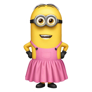 A minion with a pink dress sticker