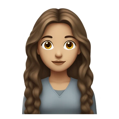 Long-haired brown-haired girl, calm look, brown eyes sticker