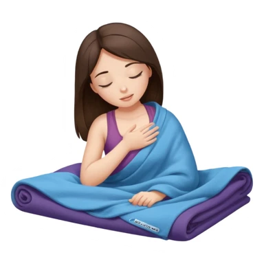 girl brunette inside a blanket doing Pilates eyes closed sticker