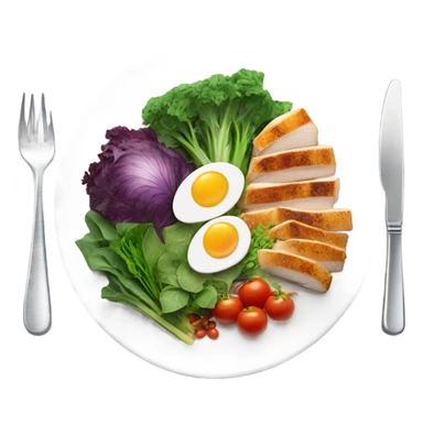 round white plate with healthy food sticker