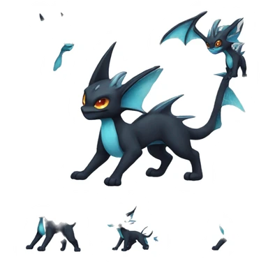 Black Edgy Ethereal Noivern-Vaporeon-Litten full body sticker