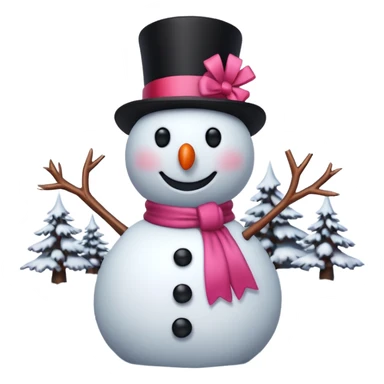 Red snowman with pink bow sticker