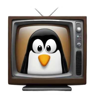 television with penguin on screen sticker