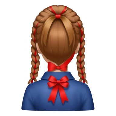 girl back view with red ribbon in hair sticker