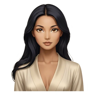 Cinematic Realistic Mulan Portrait, depicted with lifelike skin texture, soft natural lighting, and intricately detailed long black hair styled elegantly. Her deep, expressive eyes exude determination and grace, complemented by a serene yet confident expression. She is dressed in her classic attire, with rich fabric textures and delicate folds that catch the light beautifully. The portrait features a soft, enchanting glow with a natural, radiant finish, capturing the essence of timeless strength and beauty in a realistic and painterly style, evoking a sense of depth and authenticity. sticker