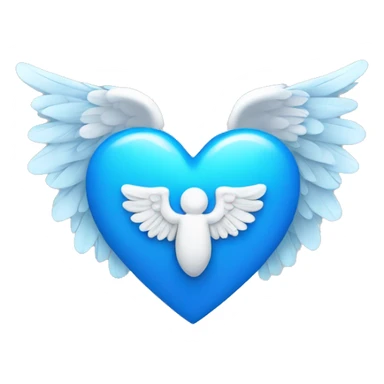 Blue heart with angel wings sticker