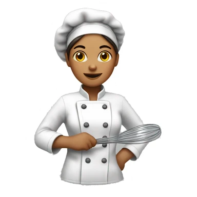 Female Baker with chef jacket holding a whisk in hand sticker