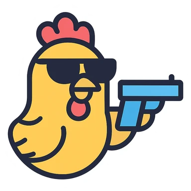 chicken with sunglasses holding a gun sticker