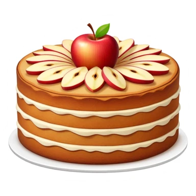 cinematic-realistic-apfelkuchen-dessert-emoji,-depicted-as-a-classic-apple-cake-with-cinnamon-and-thinly sliced apples on the top a few neatly spread out-rendered-with-soft-textures-and-warm,-inviting-lighting. sticker
