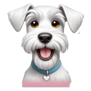 happy white schnauzer dog with little hearts around sticker