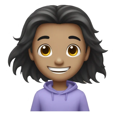 happy boy with long black hair sticker