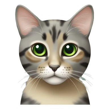 grey and beige tortoiseshell cat with green eyes sticker