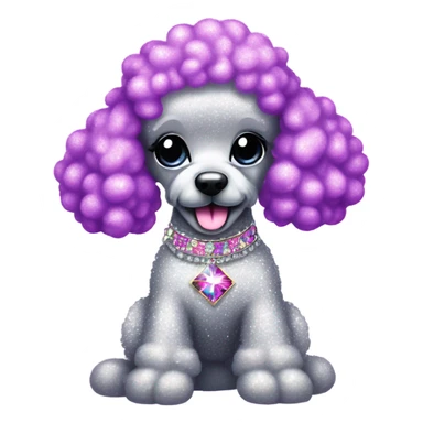 Lisa frank glitter poodle with diamonds   sticker