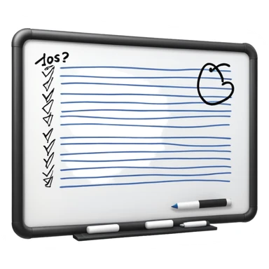 Whiteboard with wobbly lines indicating written notes sticker