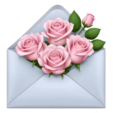 White envelope with light pink roses sticker