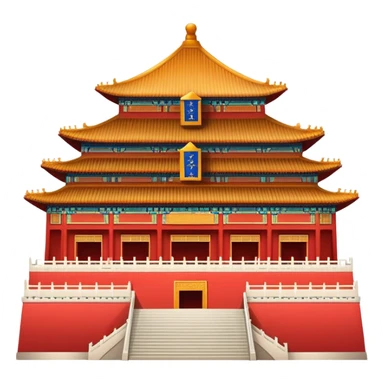 Forbidden City Beijing, simplified emoji style with bold outlines and bright colors, cartoon style imperial palace with red walls sticker