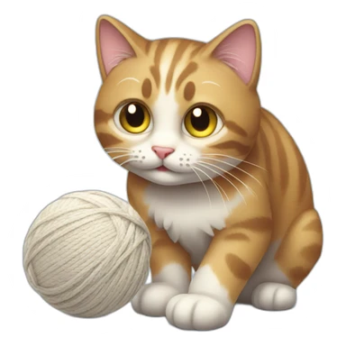 Cat playing with woolen ball sticker