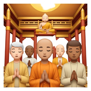 people praying in a Buddhist temple sticker