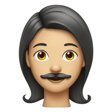 woman with moustache sticker