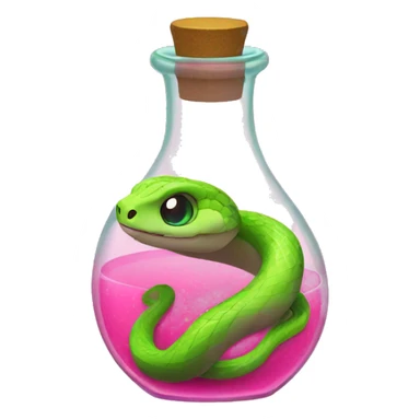 green snake inside a pink potion bottle sticker
