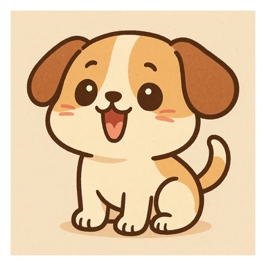 a cartoon dog with a cat-like mewing mouth, cute style sticker