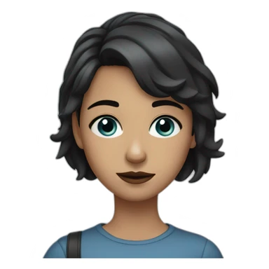 girl - crooked nose - blue eyes - short hair - raven on shoulder sticker