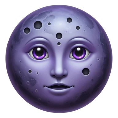 iOS emoji, dark moon, silver outline, mystical symbols, dark fantasy, smooth texture sticker