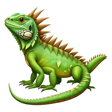 A green iguana with scales, spikes on its back, and a long tail sticker