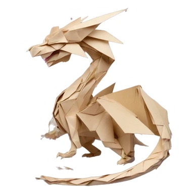 patterned Beige Origami dragon with made of newspapers, on fire, surrounded by fairy lights nebula galaxy stars swirls iridescent covered in dried flowers sticker