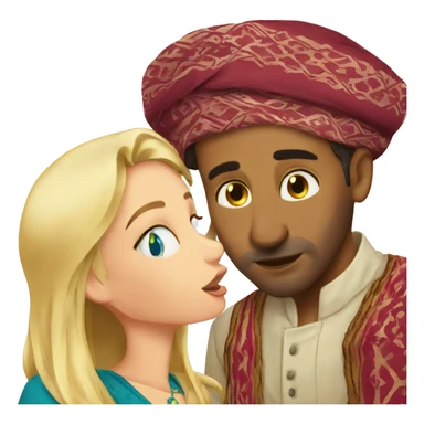 Moroccan man kisses a blonde girl sticker