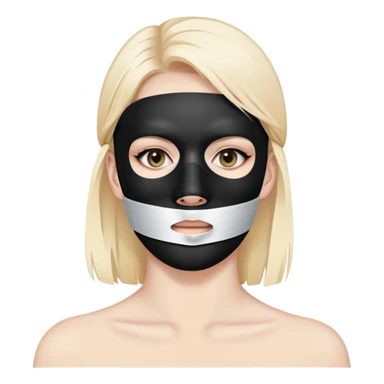 Face with a black mask white a white tape x over the mouth sticker