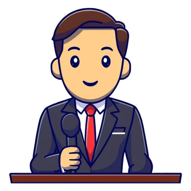 Vavinews Man, male news anchor with suit and microphone sticker
