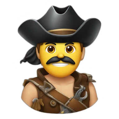 Pirata de piel clara, sombrero pirata, con un loro en el hombro, y parche en el ojo sticker