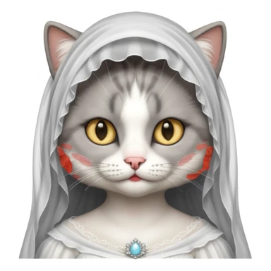 gray cat bride  sticker