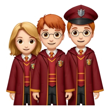 harry potter, ronald weasley and hermione granger in gryfinndor uniform sticker