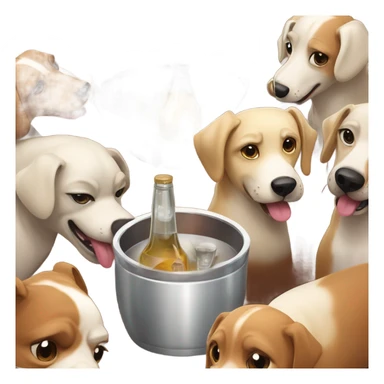 A bunch of dogs drinking alcohol  sticker