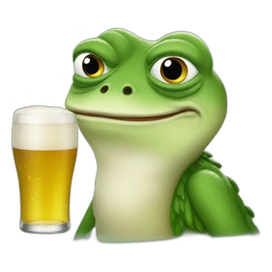 pepe the froh drinking beer sticker