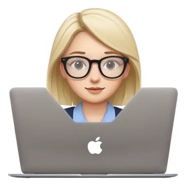 Young woman in front of laptop working from home. Create the second image with a white sticker background. sticker