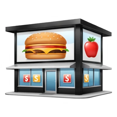 Self-service restaurants building with bilboard sticker