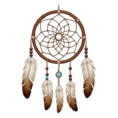 white dream catcher with brown beads sticker