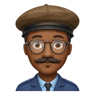 A black man with a mustache, wearing glasses, and a beret tilted to the right. sticker